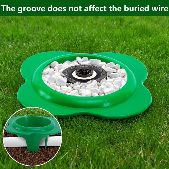 Adnee 6 Pcs Lawn Sprinkler Head Protector, 6 Inch Flower Shaped Sprinkler Donut with 3.8 Inch Inner Diameter, Green Outdoor Lawn Sprinkler Spray Guard to Reduce Damage from Cars and Mowers - Image 5