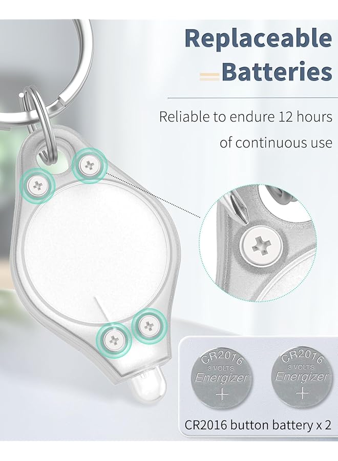 Bukela 7 Pack LED Flashlight Keychain Mini Keychain Light 14 Lumen Portable Ultra Bright Battery Powered Key Ring Torch for Outdoor Camping Hiking and Emergency Lighting white - Image 4