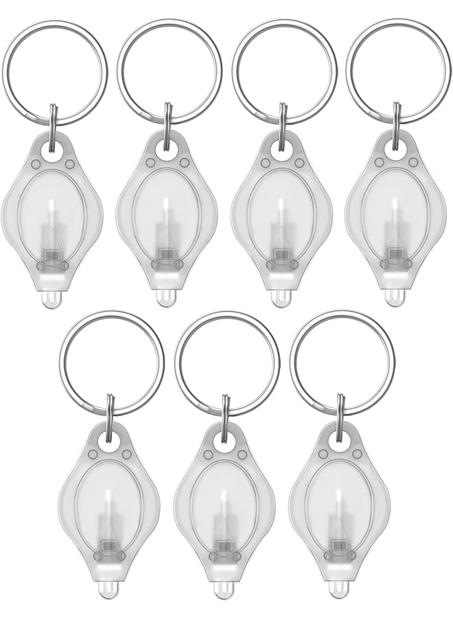 Bukela 7 Pack LED Flashlight Keychain Mini Keychain Light 14 Lumen Portable Ultra Bright Battery Powered Key Ring Torch for Outdoor Camping Hiking and Emergency Lighting white - Image 1