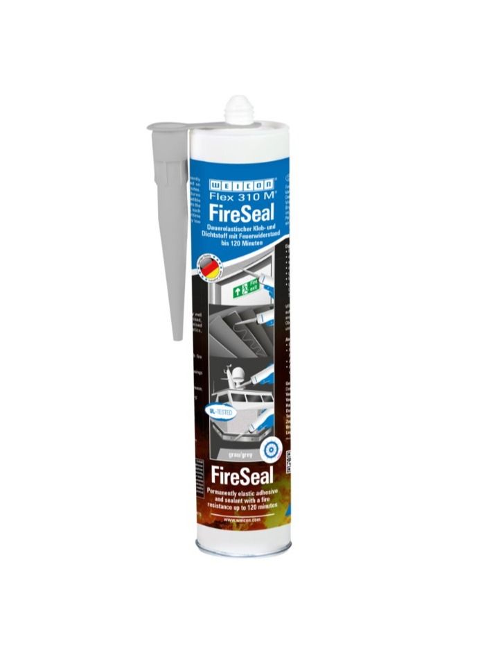 Weicon Flex 310 M FireSeal | 310 ml | Concrete Grey | Adhesive and Sealant With Fire Resistance Up To 120 Minutes - Image 1