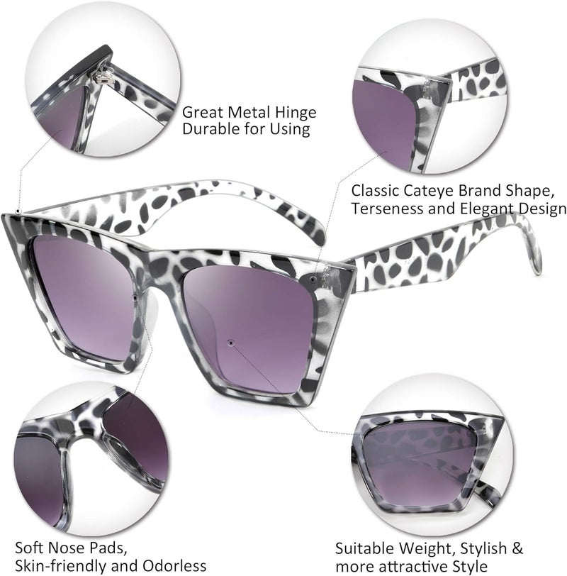 FEISEDY Vintage Square Cat Eye Sunglasses Oversized Women Fashion Sun Glasses B2473 - Image 3