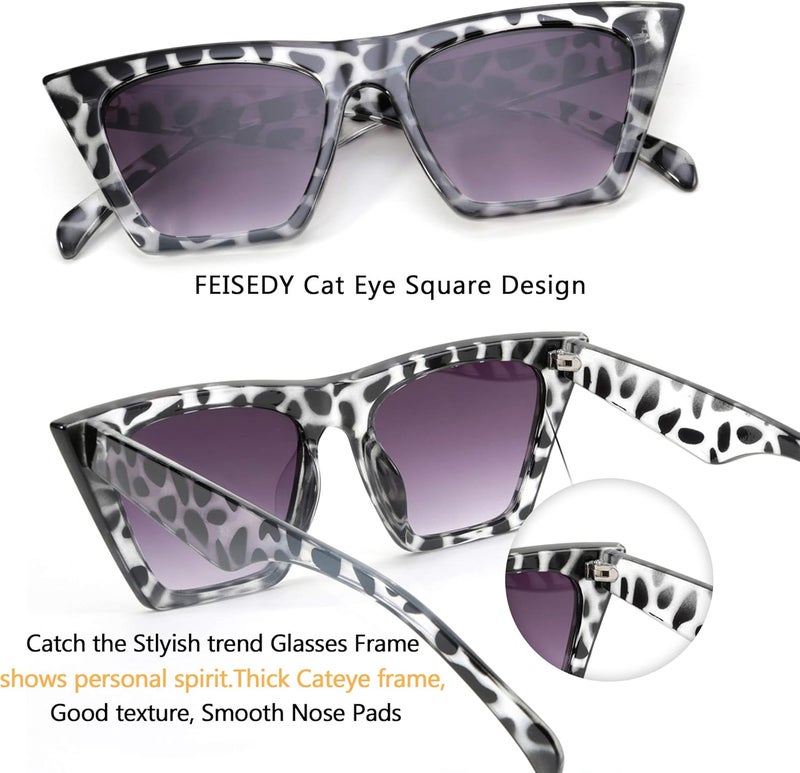 FEISEDY Vintage Square Cat Eye Sunglasses Oversized Women Fashion Sun Glasses B2473 - Image 4