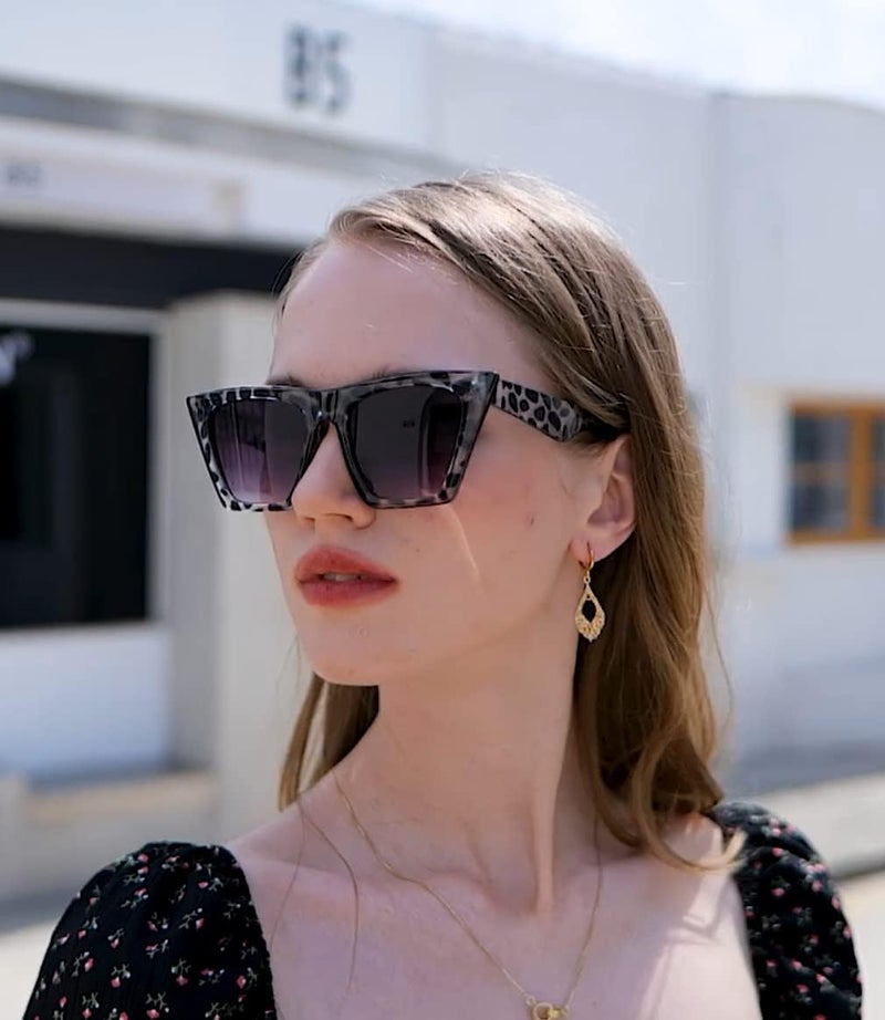 FEISEDY Vintage Square Cat Eye Sunglasses Oversized Women Fashion Sun Glasses B2473 - Image 2