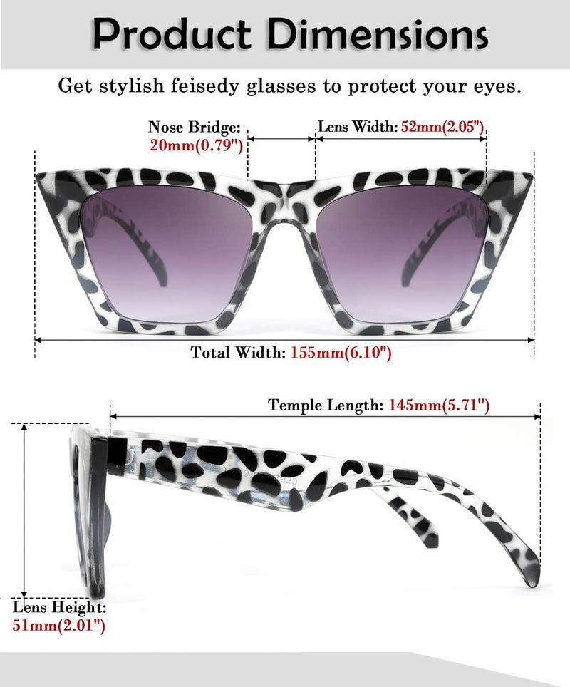 FEISEDY Vintage Square Cat Eye Sunglasses Oversized Women Fashion Sun Glasses B2473 - Image 5