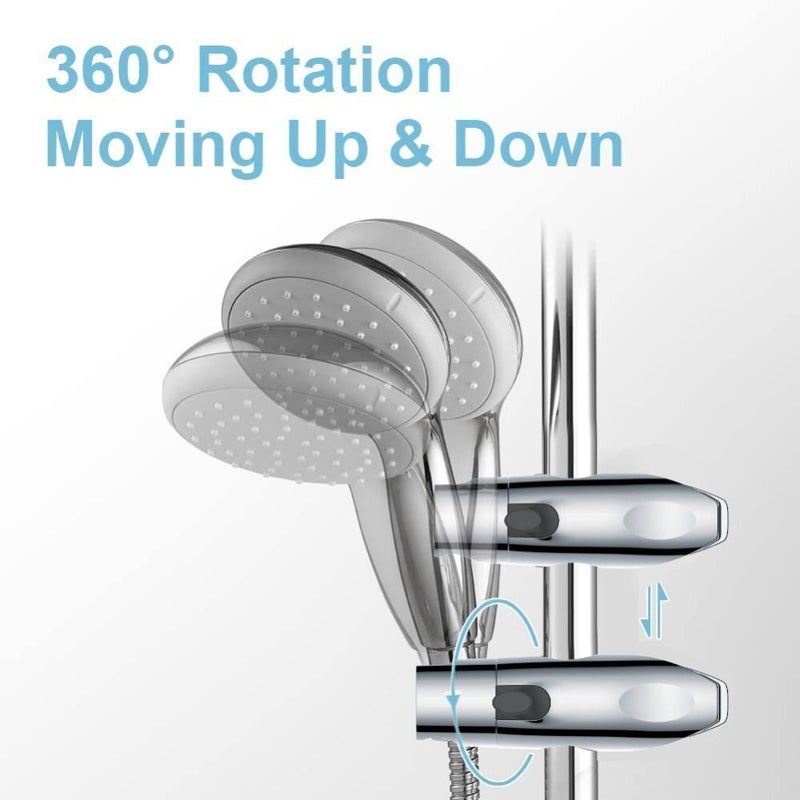 Shower Head Holder Adjustable Handheld Shower Bracket for Slide Bar, Suitable 18-25MM O.D. Shower Head, Slider Clamp Bathroom Replacement Accessories - Image 4