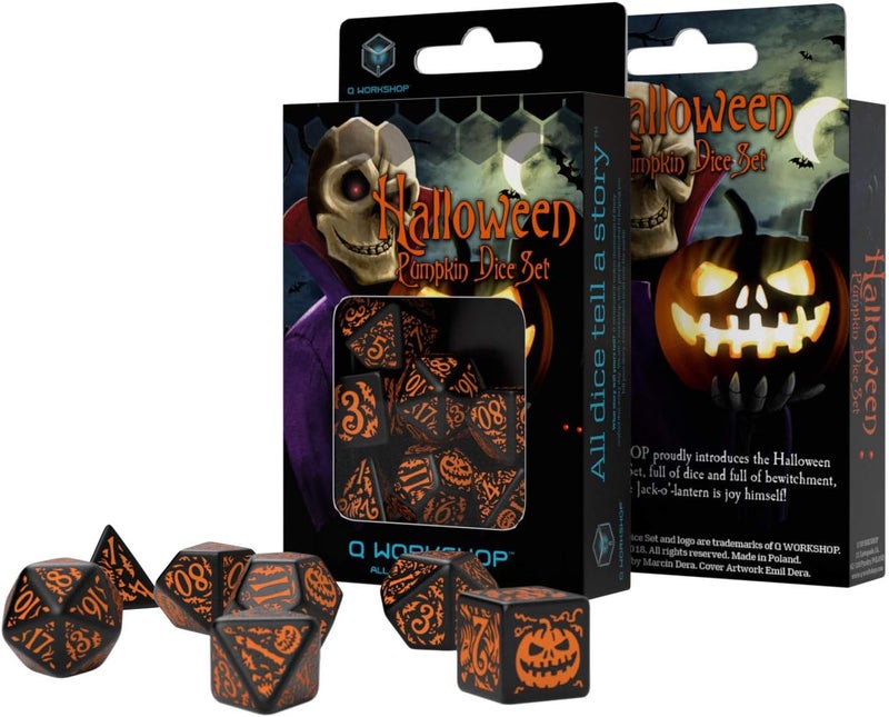Q WORKSHOP Q-Workshop Halloween Pumpkin Dice Set Black & Orange - Image 2