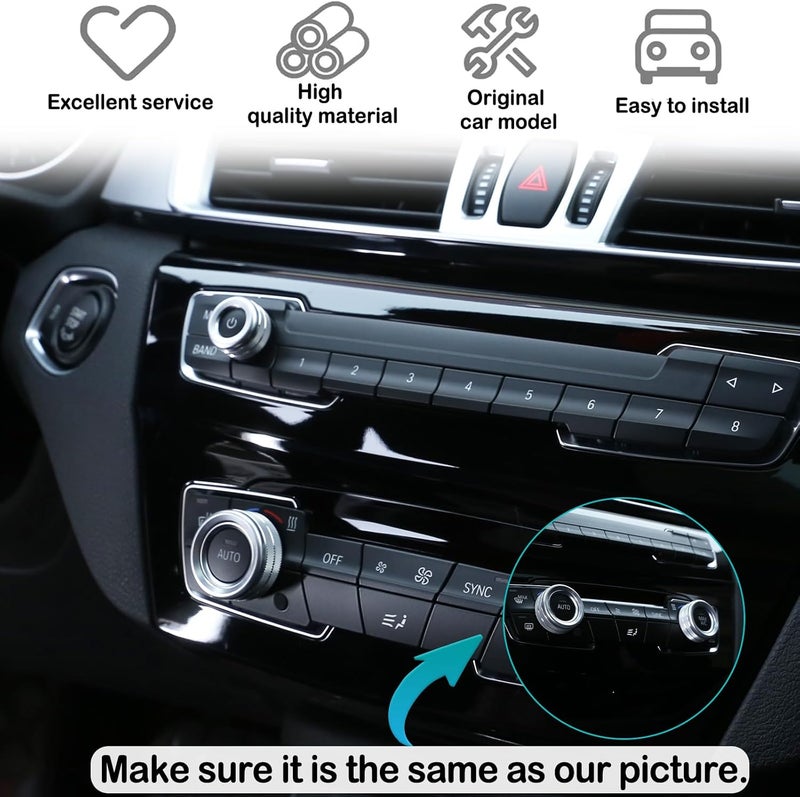 Hudiriy Car Central Control Air Conditioning Knob Ring Compatible with BMW 1 2 3 4 Series F30 F34 F46 3GT X1 F47 F48 U11 Aluminum Air Conditioning Volume knob Trim Protection Accessories (Silver) - Image 4