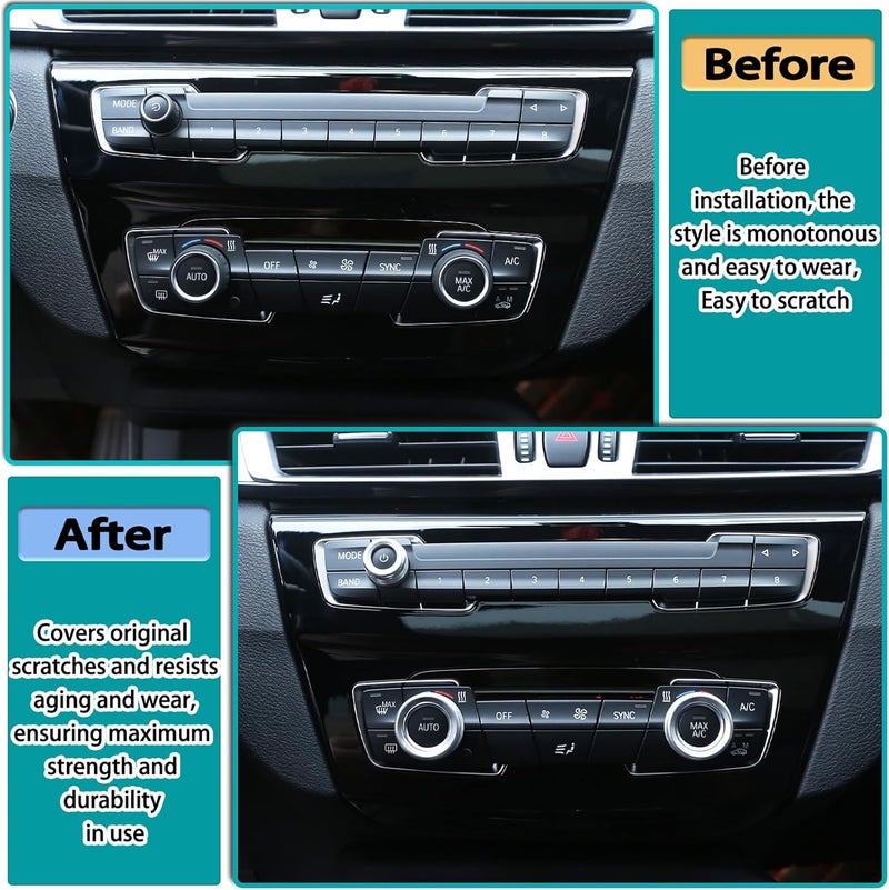 Hudiriy Car Central Control Air Conditioning Knob Ring Compatible with BMW 1 2 3 4 Series F30 F34 F46 3GT X1 F47 F48 U11 Aluminum Air Conditioning Volume knob Trim Protection Accessories (Silver) - Image 2