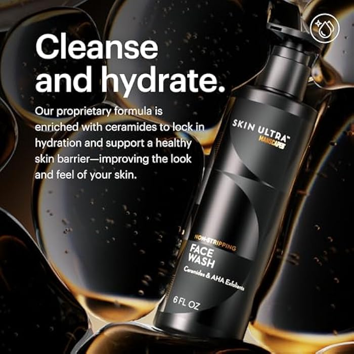 MANSCAPED® Skin Ultra™ Face Wash - Men's Exfoliating Facial Cleanser Enriched with Ceramides for Hydrated, Soft, Smooth & Brighter Skin, AHA Complex for Exfoliation, Non-Irritating Formula, 6 fl oz - Image 3