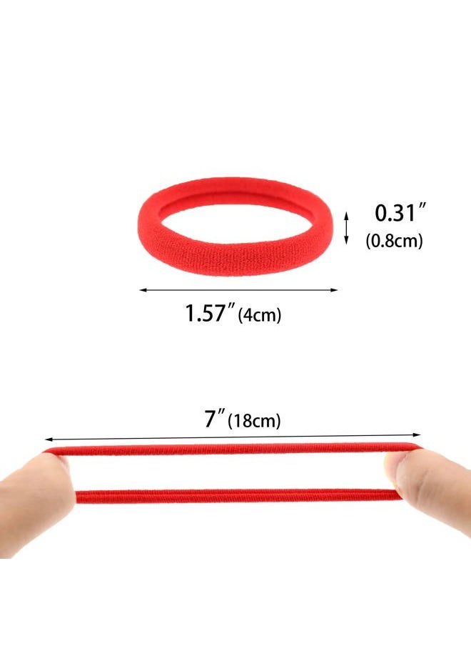 PIDOUDOU - 100 Pack Seamless Hair Ties for Women Girls Ponytail Holders for Thick Hair (Red) - Image 1