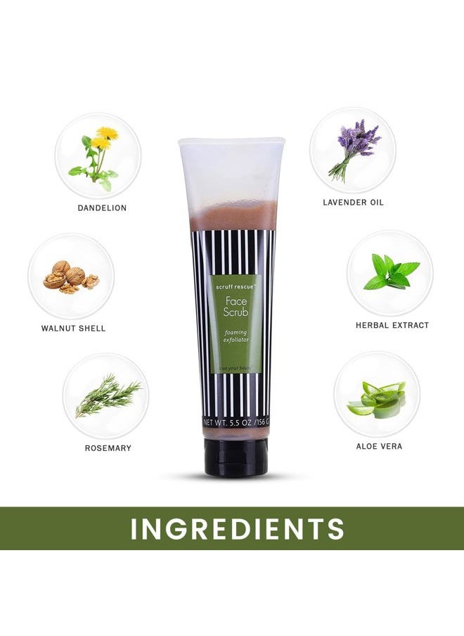 Max Green Alchemy - MGA Vegan Face Scrub - Scruff Rescue Face Scrub, Daily Exfoliator & Face Wash for Deep Cleaning | Prevents Blackheads & Ingrown Hairs | pH Balanced Walnut Shell Microdermabrasion | 5.5 oz - Image 1