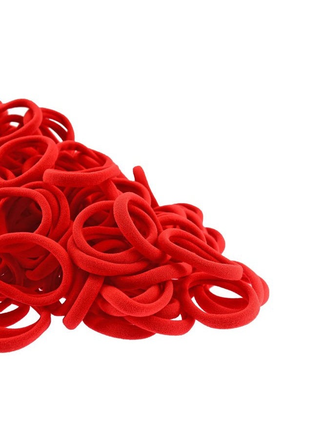 PIDOUDOU - 100 Pack Seamless Hair Ties for Women Girls Ponytail Holders for Thick Hair (Red) - Image 1