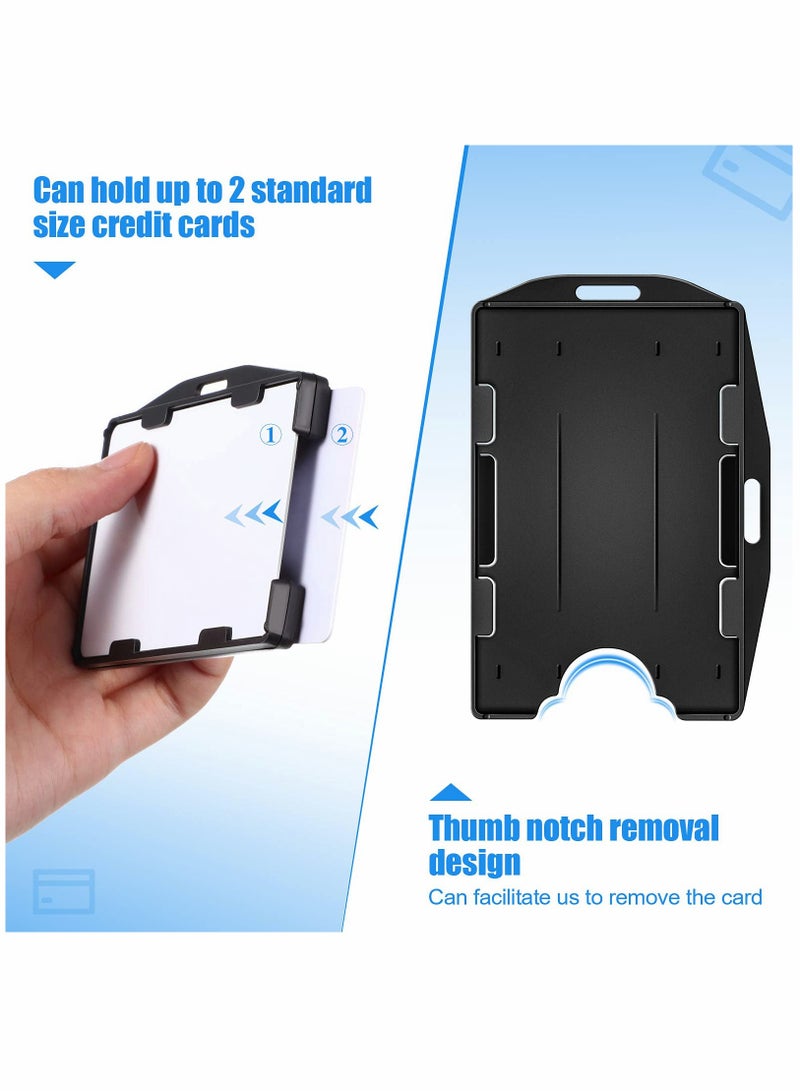 Zikra 2 Sided id Badge Holder Rigid Hard Plastic id Access id Card case Vertical and Horizontal id Access Black Rigid Card Protectors Plastic Credit Card Protector for 2 Card(30 Packs) - Image 3