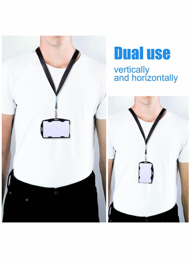 Zikra 2 Sided id Badge Holder Rigid Hard Plastic id Access id Card case Vertical and Horizontal id Access Black Rigid Card Protectors Plastic Credit Card Protector for 2 Card(30 Packs) - Image 2