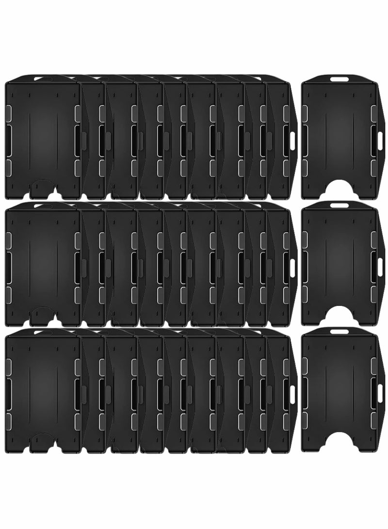 Zikra 2 Sided id Badge Holder Rigid Hard Plastic id Access id Card case Vertical and Horizontal id Access Black Rigid Card Protectors Plastic Credit Card Protector for 2 Card(30 Packs) - Image 1