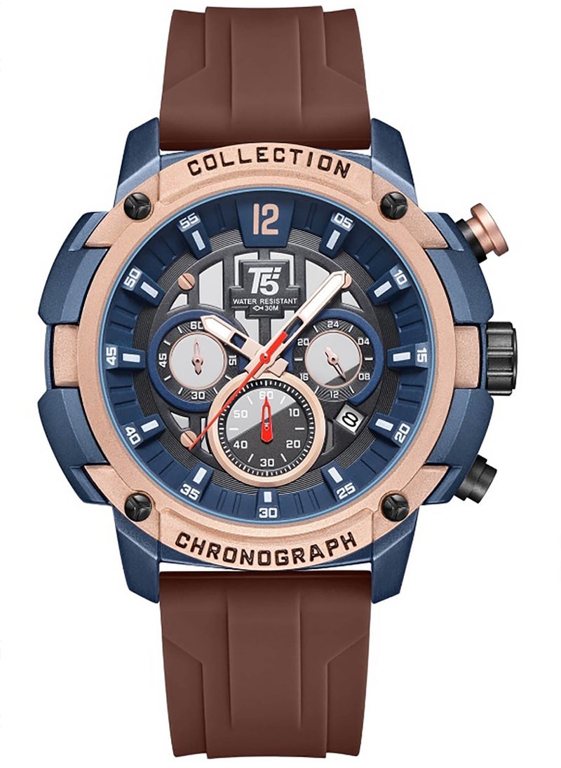 T5 - T5 Men's Chronograph Silicone strap Watch - Image 1