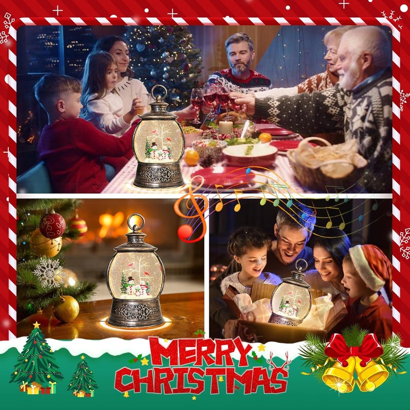 Aixuler Christmas Cardinal Snow Globe 12.5In High, Snowman Musical Snow Globe Lantern Lights with 6 Hour Timer and Batteries Powered, Retro Style Holiday Glitter Globe for Xmas Home Decoration and Santa Gifts - Image 5