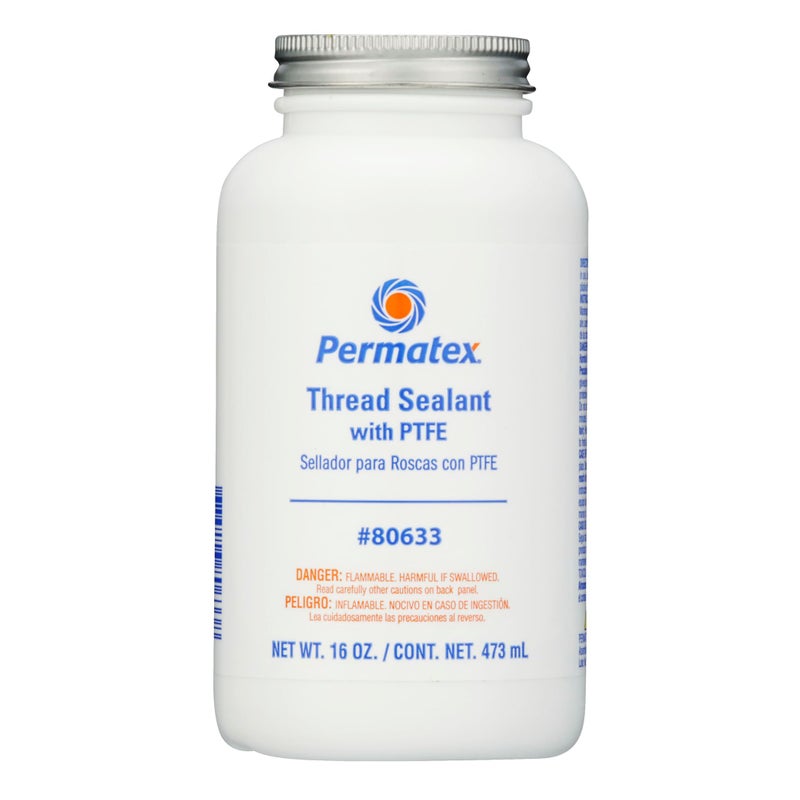 Permatex 80633 Thread Sealant with PTFE, 16 oz. , White - Image 1