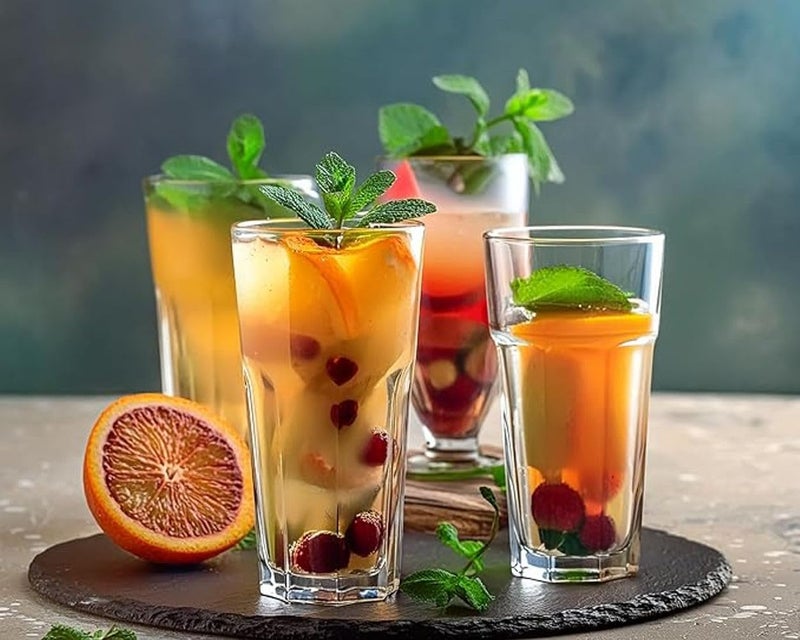 criterion Set of 4 Highball Drinking Glasses 350ml LeadFree Tempered Water Glasses Thick Heavy Base Clear Iced Hot Tea Glassware for Cocktail Juice Milkshake Coke Soda Beer Tumbler Cup - Image 2