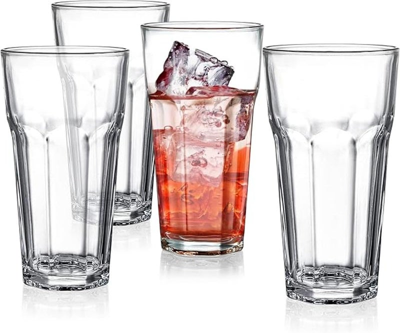criterion Set of 4 Highball Drinking Glasses 350ml LeadFree Tempered Water Glasses Thick Heavy Base Clear Iced Hot Tea Glassware for Cocktail Juice Milkshake Coke Soda Beer Tumbler Cup - Image 1