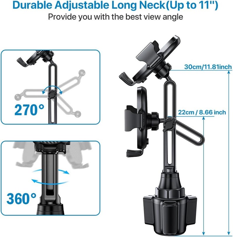 Miracase [2025 Latest Upgraded] Universal Cup Phone Holder for Car, [Rotatable & Adjustable] Long Neck Car Cup Holder Phone Mount Compatible with iPhone, Samsung, Google & More Smartphones - Image 3