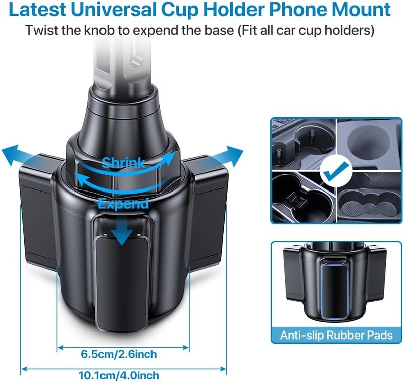 Miracase [2025 Latest Upgraded] Universal Cup Phone Holder for Car, [Rotatable & Adjustable] Long Neck Car Cup Holder Phone Mount Compatible with iPhone, Samsung, Google & More Smartphones - Image 2