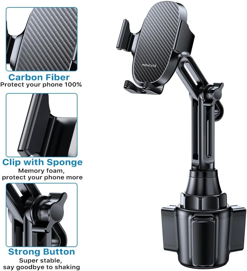 Miracase [2025 Latest Upgraded] Universal Cup Phone Holder for Car, [Rotatable & Adjustable] Long Neck Car Cup Holder Phone Mount Compatible with iPhone, Samsung, Google & More Smartphones - Image 4