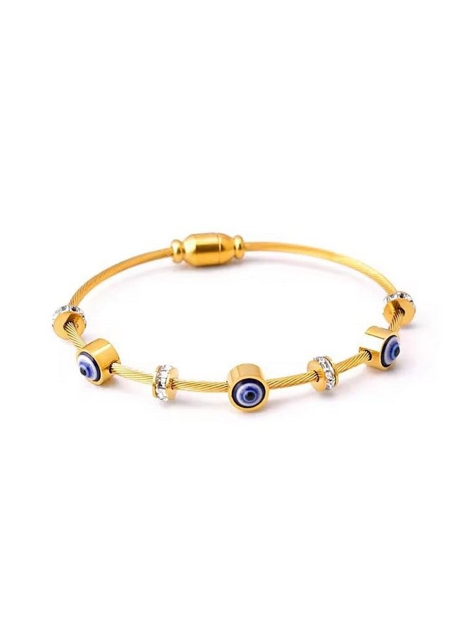 MEENAZ evil eye bracelet for woman Evil Eye Bangles for women Anti Tarnish Stylish Adjustable hand Rose gold Bracelet for girls Kada for Women Magnet Accessories Jewellery friendship crystal - Image 1