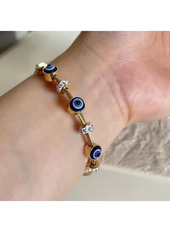 MEENAZ evil eye bracelet for woman Evil Eye Bangles for women Anti Tarnish Stylish Adjustable hand Rose gold Bracelet for girls Kada for Women Magnet Accessories Jewellery friendship crystal - Image 3