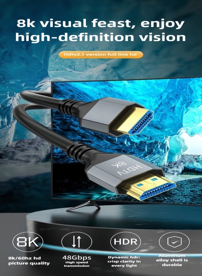 YINPAGE 8K HDMI 2.1 Ultra High Speed Cable (5M) - 48Gbps, Supports 8K@60Hz, 4K@144，2K@240HZ,1080P@360Hz,  3D, HDR, HDCP, eARC, Dolby - Ultra High Speed HDMI Cord for Laptop, Computer, Monitor, Projectors, TV, PS4, PS5, Xbox, Switch, HDTV - Image 3