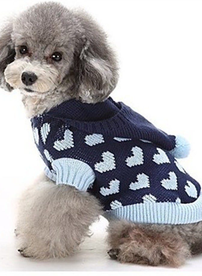 Squality Pet Clothing Love Sweater Blue