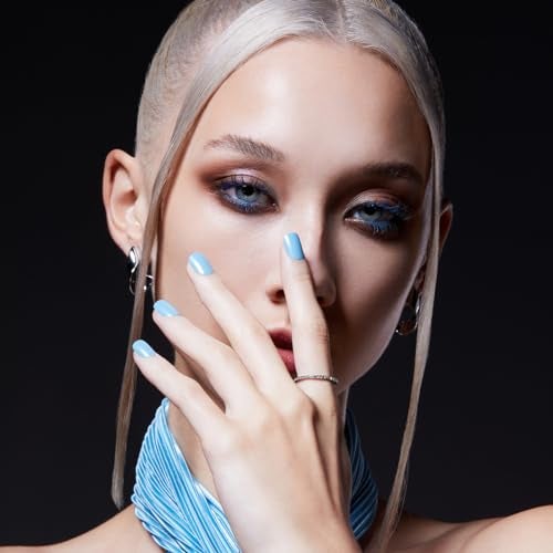 Impress KISS imPRESS No Glue Mani Press On Nails, Color FX, 'Meta', Medium Blue, Short Size, Squoval Shape, Includes 30 Nails, Prep Pad, Instructions Sheet, 1 Manicure Stick, 1 Mini File - Image 5