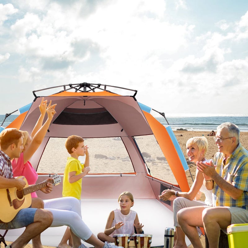 Oileus XX-Large Beach Tent Sun Shelter for 5-6 Person Portable Sun Shade Instant Pop Up Tent for Beach with Carrying Bag, Stakes, 6 Sand Pockets, Anti UV for Fishing Hiking Camping, Waterproof - Image 2
