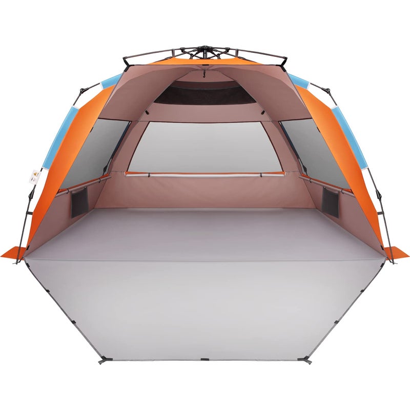 Oileus XX-Large Beach Tent Sun Shelter for 5-6 Person Portable Sun Shade Instant Pop Up Tent for Beach with Carrying Bag, Stakes, 6 Sand Pockets, Anti UV for Fishing Hiking Camping, Waterproof - Image 1