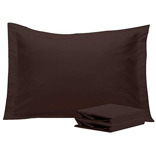 NTBAY Standard Pillow Shams  2 Pack Brushed Microfiber 20x26 Sham Covers  Super Soft and Cozy Wrinkle Fade Stain Resistant 20x26 Inches Oxford Pillowcases Dark Brown