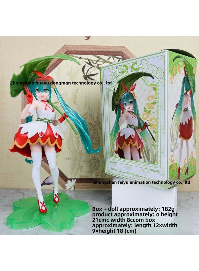 Cinnamon Dog Hatsune Miku Figure Butterfly Elf Pink Skirt Sleeping Beauty Luotianyi Ornament Beautiful Girl Gift-Color:Color Box-green Leaves  - Image 1