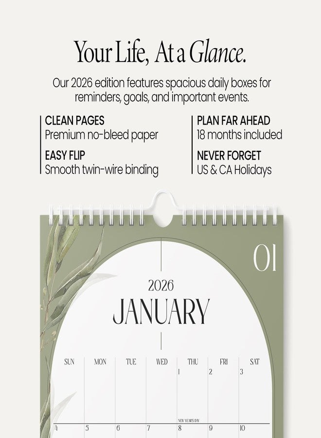 Karto Wall Calendar 2026 - Vertical 11x17 inch January 2026 to June 2027 - Boost Your Productivity and Easy Planning with the Aesthetic Monthly Calendar - Boho Greenery - Image 2