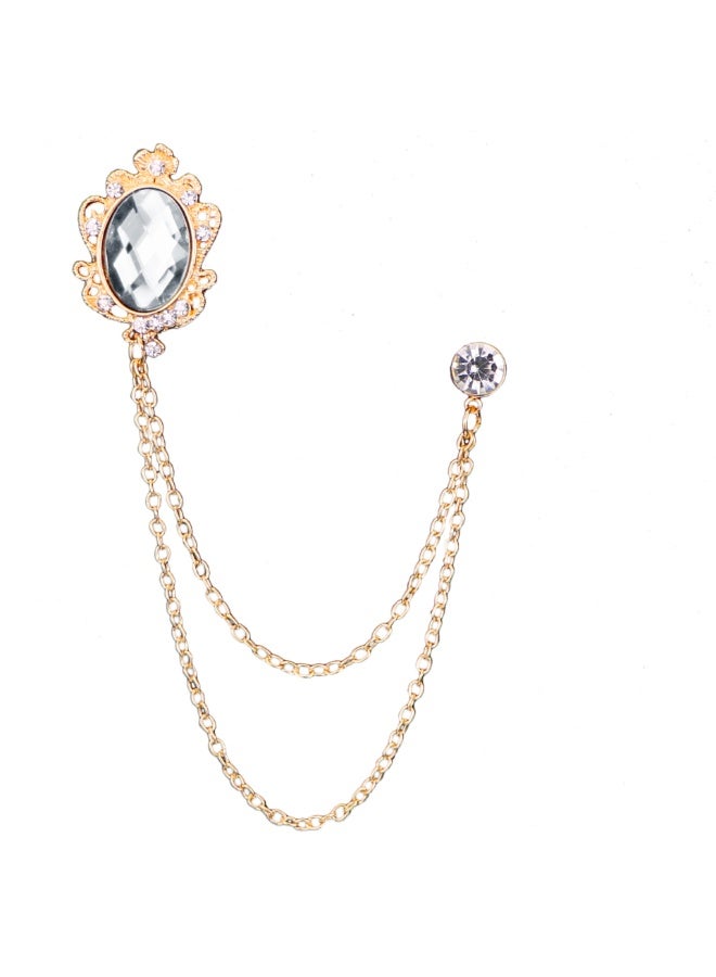 Shougu Versatile Temperament Personality Gemstone Tassel Chain Suit Brooch 