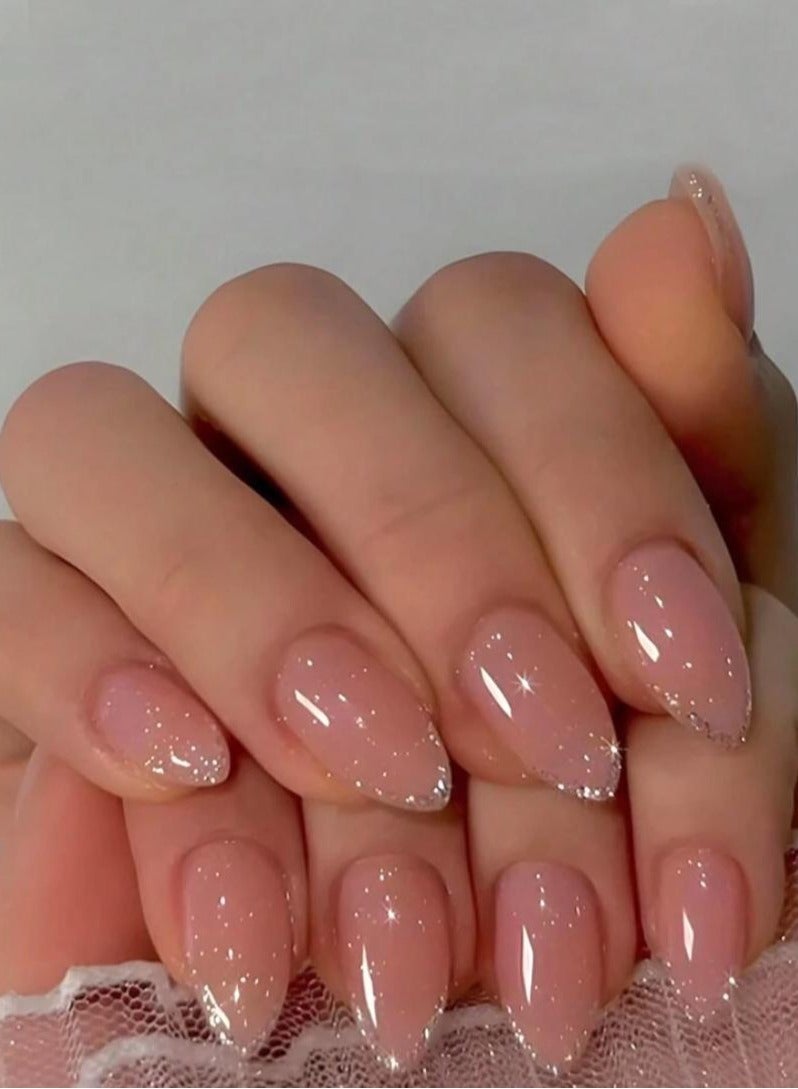 French pink and white gradient nails, 24 pieces - Image 1