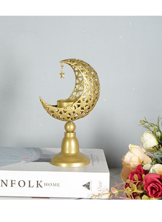VUCATIN - Ramadan Decorations Ramadan Candle Holder Moon Shape Decorative Candlestick Holders Gold Candle Holder for Ramadan Party Wedding Table Centerpieces - Image 1