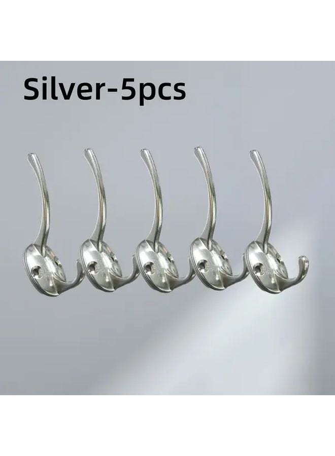 5 قطع خطافات مدخل معدنية متينة منظف حائط فضي - Image 1