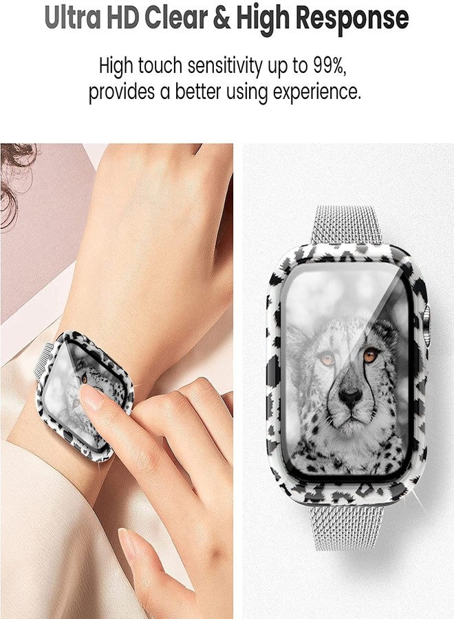 Yrzper Compatible with Apple Watch Series 9 8 7 45mm 41mm Leopard Hard PC Case Tempered Glass Screen Protector Cover Resistant Impact Resistant Protective Case (45mm, Leopard) - Image 5