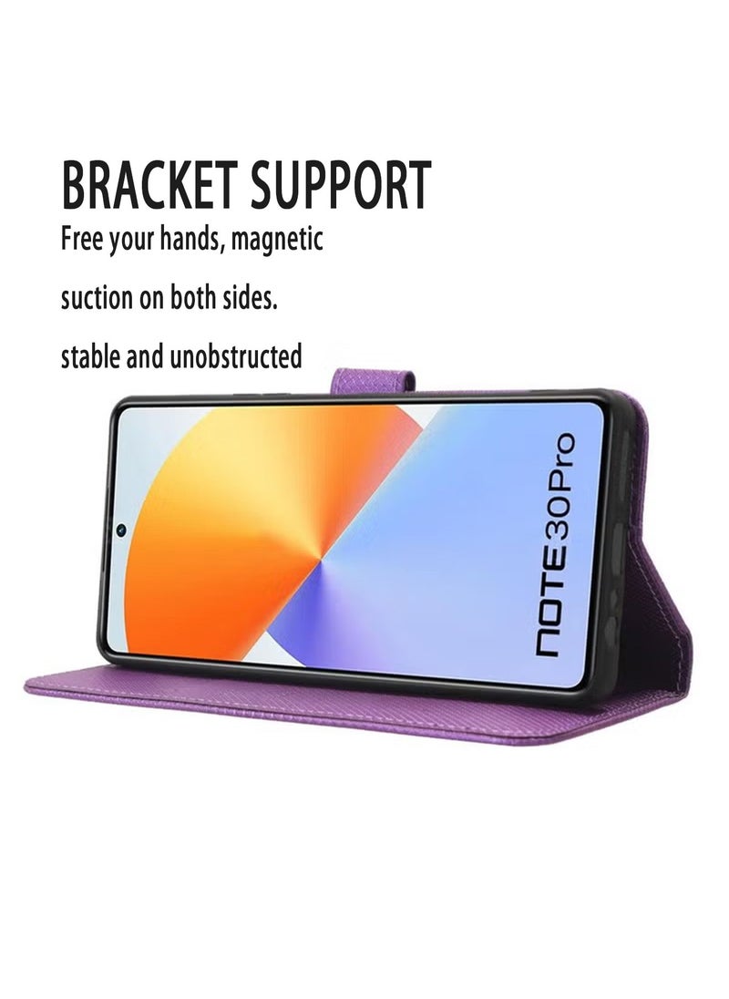 X-level Infinix Note 30 Pro 4G/X678B Phone Case Cover with Full Body Camera Len Protector PU Leather Wallet Card Holder Shockproof Protective Back Cover with Release Hand Phone Holder Daily Video Kickstand  - Image 2