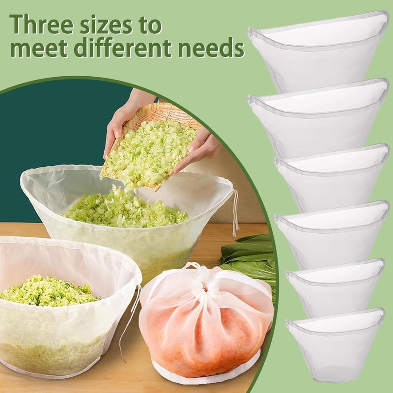 fernfern 6 Pack Reusable Nylon Mesh Strainer Bags, Ultra Fine Cheese Cloth Filter Bags in 3 Sizes Small Medium Large, Nut Milk and Juice Strainer for Coffee Soy Milk Yogurt and Cheese Making - Image 2