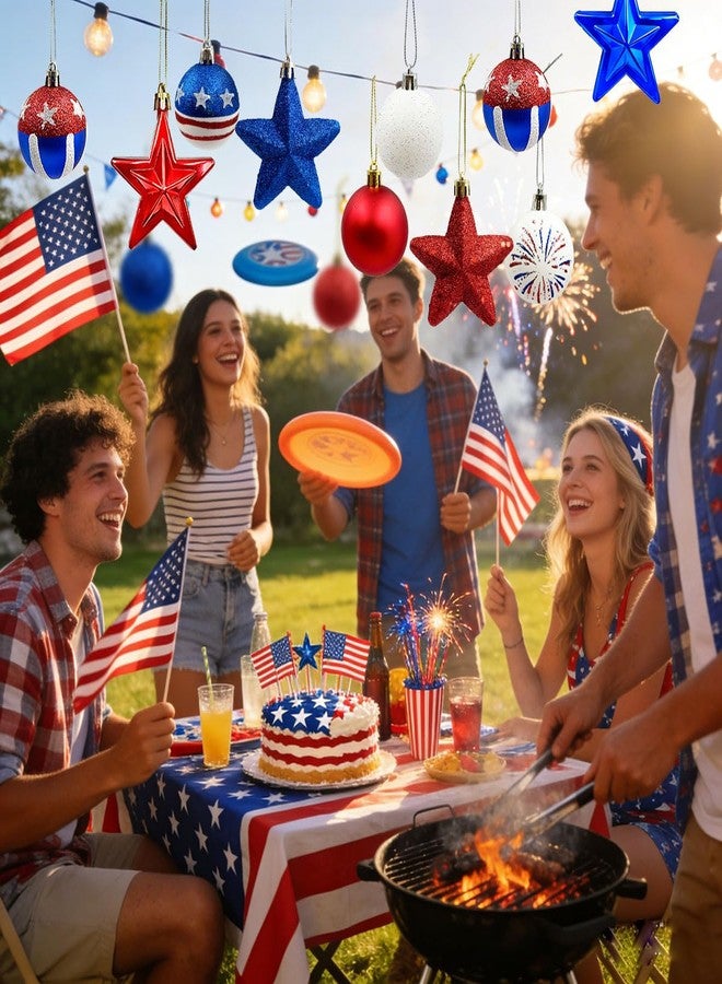 Suartus Patriotic Ornaments Hanging Balls - 32 Pcs 4th of July Independence Day Tree Ornaments Memorial Day Red White Blue Stars Balls for Veterans Day Holiday Party Home Christmas Tree Decor - Image 4