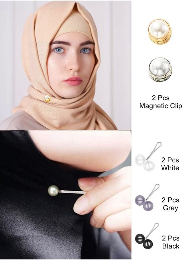 WooFree 6 Pcs Hijab Clip Pins and 2 Pcs Magnetic Clips for Women  - Image 2