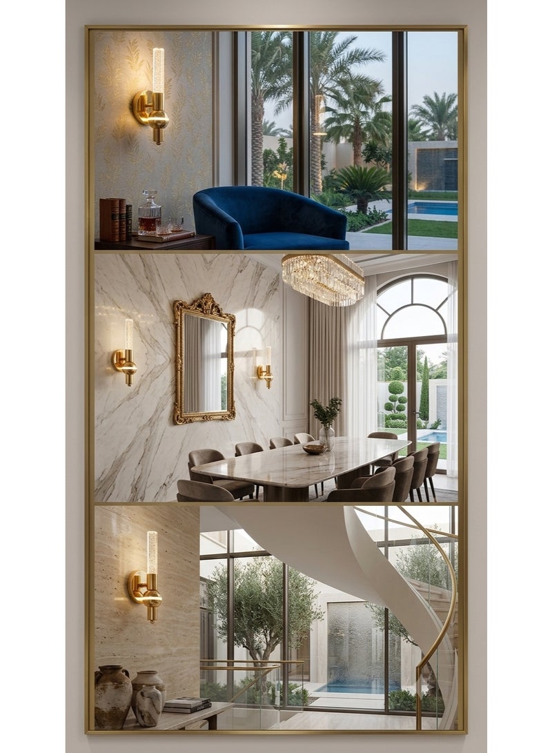 Modern LED Wall Sconce, Cylindrical Crystal Design with Gold Base, Decorative Lighting - Image 2