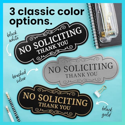ExcelMark Premium No Soliciting Sign for House - Made in the USA (Small - 2"x 5", Black with Gold Letters) - Image 5