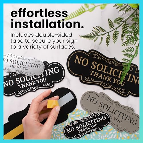 ExcelMark Premium No Soliciting Sign for House - Made in the USA (Small - 2"x 5", Black with Gold Letters) - Image 4