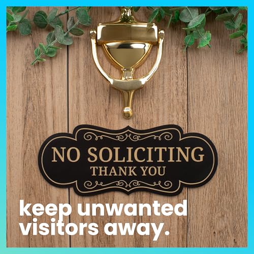 ExcelMark Premium No Soliciting Sign for House - Made in the USA (Small - 2"x 5", Black with Gold Letters) - Image 2